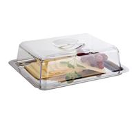 APS 67 Freshness box - bandeja para servir con bonete Made in Germany - duradera, apilable, no apta para lavavajillas y fabricada en acero inoxidable - 25 x 19 x 7cm