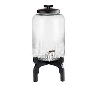 APS Beverage Dispenser "Asia" - Dispensador Premium de 7 litros, para bebidas de madera, vidrio y acero inoxidable con paredes gruesas y estables y una amplia apertura para los ingredientes
