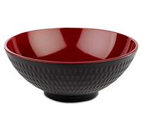 APS Bol Asia Plus de melamina casi irrompible, versátil bol de plástico apilable, ensaladera, negro/rojo, Ø 20 cm, 1,1 litros.