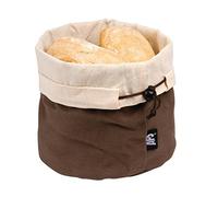 Bolsa para pan APS de color beige-marrón, incl. almohadilla térmica con bolas de cerámica y cordón de algodón, reutilizable, también puede utilizarse para panecillos, huevos, etc., Ø 19,0 cm