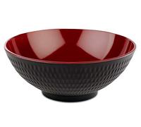 APS Bol Asia Plus de melamina casi irrompible, versátil bol de plástico apilable, ensaladera, negro/rojo, Ø 24 cm, 2,2 litros.