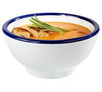 APS Carcasa - Pure de melamina, color blanco, borde azul, 9,5 cm de diámetro, altura: 4,5 cm