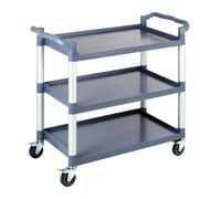 APS Carro de Servicio con Marco de Aluminio, 3 estantes, espaciado en Cada Planta 31 cm, 4 Ruedas giratorias, Todas con cerraduras.