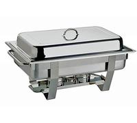 APS Chafing Dish "Chef" - con un recipiente para alimentos de acero inoxidable de 65 mm de profundidad, dos recipientes para pasta de combustible, un recipiente para agua, tapa, marco y asas huecas largas
