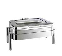 APS Chafing Dish de Inducción Premium GN 1/1 - Fuente Caliente Buffet, Acero Inoxidable 18/8 y Cristal, 9 Litros, 660x480x330 mm