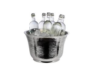 APS Enfriador de botellas 36120, diámetro de 33 cm, altura de 20 cm, 8 litros, doble pared, acero inoxidable, aspecto martillado