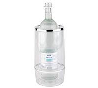 APS Enfriador de Botellas Borde Cromado, Transparente, Enfriador de Botellas de Bebidas de Doble Pared, 11,5 x 11,5 cm, Altura 23 cm