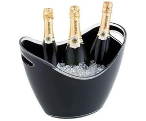 APS Enfriador de Vino/champán, Enfriador con Dos Aberturas Laterales, Enfriador de Botellas Negro de poliestireno, 35 x 27 cm, 26 cm de Altura, para 6 l de Volumen