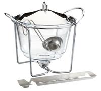 APS Feuerzangenbowle, Pinzas para el azúcar, Pinzas para el Fuego, ponchera, Recipiente de Cristal, Tapa de Acero Inoxidable, Muy Pulido, Calentador de Tetera, Cromado, cazo, para Aprox. 4 litros
