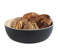 APS Frida 84935 - Cuenco de melamina (30 cm de diámetro x 9,5 cm de alto), diseño de madera en el interior, color negro, apto para lavavajillas