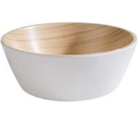 APS "Frida, bol de melamina casi irrompible, bol de plástico resistente, Ø 15 cm x A: 5,5 cm, apilable, interior con aspecto de madera, exterior blanco, apto para lavavajillas