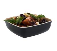 APS "Frida, bol de melamina casi irrompible, bol de plástico resistente, 12,5 x 12,5 x 4,5 cm, bol para cereales, bol para aperitivos, apilable, interior con aspecto de madera, exterior negro