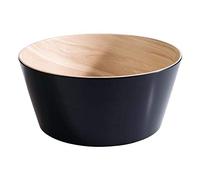APS "Frida", cuenco de melamina casi irrompible, cuenco de plástico sólido, ensaladera, Ø 20 cm x Alto: 7,5 cm, Cuenco apilable, aspecto interior de madera, negro, apto para lavavajillas