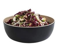 APS 84933 "Frida, casi irrompible, cuenco redondo de melamina, cuenco de plástico, Ø 21,5 cm x A: 7,5 cm, ensaladera, interior imitación madera, exterior negro, apto para lavavajilla