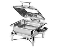 APS Globe Tapa de Cristal para Buffet GN 2/3, 44x41 cm, Capacidad 5.5 Litros, Acero Inoxidable