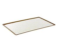 APS GN 1/1 - Stone Art - Bandeja de melamina 53 x 32,5 x 1,5 cm, interior: adornos, color blanco, borde: Marrón