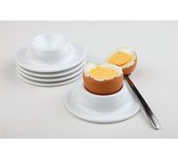APS Huevera, set de 4 - porta huevos, taza para huevos de melamina apilable, porta-huevos blancos, Ø 8,5 cm, altura: 4 cm