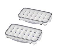 APS Juego de 2 moldes para cubitos de hielo con tapa transparente, para 21 cubitos de hielo, tamaño del cubitos de hielo. 4 x 2,5 x 3 cm