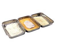 APS 66904 Estación de empanado, 3 piezas - Juego de empanado profesional compuesto por 3 cuencos de acero inoxidable enlazables (18 x 15,5 cm cada uno), apto para lavavajillas