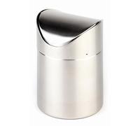 APS Germany - Cubo de basura de mesa - Acero inox. 18/10 mate, tapa abatible extraíble, Ø12×17 cm