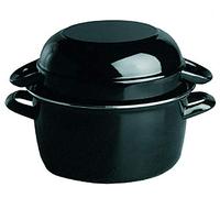 APS Mussel Pot, Serving Mussel Pot for 2 kg, Seafood Pot, Mussel Serving Pot, Mussel Pot de Acero esmaltado Negro, Capacidad: 5,2 litros, 26,5 x 33 cm, Altura 20 cm