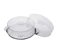 APS 652 Plato para tartas con 2 bonetes, plato para tartas de acero inoxidable con asas y 2 bonetes para tartas (alturas 7cm + 11cm, 30 cm) duradero y apilable, Made in Germany, transparente