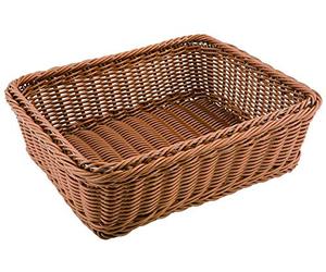 APS Polirratán Flechtwaren Cesta GN 1/2 Aprox. 32,5 x 26,5 cm, Altura 10 cm Ratán/Polipropileno, Color marrón con Marco de Acero Inoxidable Resistente al Agua, Apto para lavavajillas.