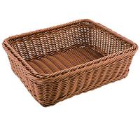 APS Polirratán Flechtwaren Cesta GN 1/3 Aprox. 32,5 x 17,5 cm, Altura 10 cm Ratán/Polipropileno, Color marrón con Marco de Acero Inoxidable Resistente al Agua, Apto para lavavajillas.
