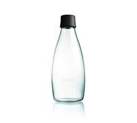 ApS Retap 0,8 Litro tamaño Grande Cristal de borosilicato Botella de Agua, Negro