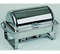 APS Rolltop-Chafing Dish, 63,5 x 35 x 40 cm, recipiente para comida con tapa y depósito de agua con bandeja para calentar una placa de calor, dos recipientes para pasta combustible, recipiente de calor para alimentos, tamaño 9 litros