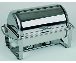 APS Rolltop-Chafing Dish, 63,5 x 35 x 40 cm, recipiente para comida con tapa y depósito de agua con bandeja para calentar una placa de calor, dos recipientes para pasta combustible, recipiente de calor para alimentos, tamaño 9 litros