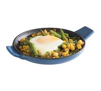 APS sartén para servir "Hierro fundido" - Mini sartén de hierro fundido esmaltada, Ø 13 cm, altura: 2 cm, apilable, apta para horno, recipiente, azul