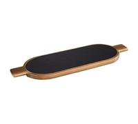 APS Tabla de servir de 2 piezas, 40 x 15 cm, tabla de madera rústica, tabla de cortar de madera de acacia, tabla de madera con pizarra natural