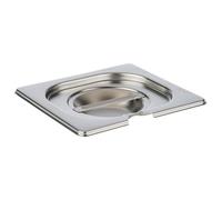 APS 81692 GN 1/6 tapa con hueco para cuchara, acero inoxidable, dimensiones 160 x 175 mm/altura 30 mm