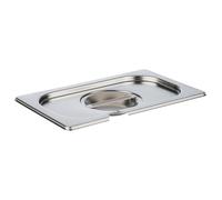 APS 81492 Tapa GN 1/4 con hueco para cuchara, acero inoxidable, dimensiones 160 x 265 mm/altura 30 mm