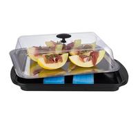 APS Thermo-Set 5 piezas - Juego de bandejas de alta calidad compuesto por un robusto bol, una bandeja de acero inoxidable, dos baterías de refrigeración y un capó de frescura, negro
