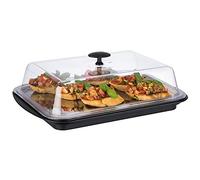 APS Thermo-Set 5 piezas - Juego de bandejas de alta calidad compuesto por un robusto bol, una bandeja de acero inoxidable, dos baterías de refrigeración y un capó de frescura, negro