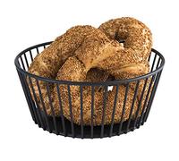 Cesta de malla metálica redonda APS "Urban", cesta de malla resistente, Ø 20 cm x H: 8,5 cm, panera, cesta de frutas, cesta de verduras, apilable, apta para el lavavajillas, negra