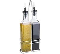 APS, Vinagrera y aceitera, recipiente de vidrio con tapa y pico de PE antigoteo, juego de vinagreras para vinagre y aceite, vinagrera de vidrio, 34 cm de altura para 0,50 litros cada una