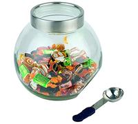 Tarro de almacenamiento APS con cuchara, 20 x 20 cm, tarro de almacenamiento, tarro de almacenamiento con cierre a prueba de aromas, esfera de vidrio con cuchara, tarro de almacenamiento transparente de acero inoxidable, silicona, vidrio, apto para el lavavajillas