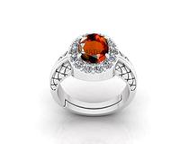 APSLOOSE Gomed - Anillo de 13,25 ratti de 12 quilates natural y certificado granate de hesonita (Gomed) con piedra preciosa astrológica ajustable para hombres y mujeres, Latón, Granate Granate Gomed