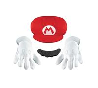 Disguise Kit de accesorios disfraz Mario 73771-15L-6 Bigote y gorra Multicolor Talla única Niños 3+