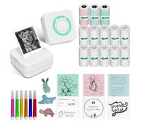 Aptika Mini impresora, máquina portátil de calcomanías con 14 rollos de papel térmico adhesivo, máquina de etiquetado sin tinta para estudio, anatomía, gráficos, fotos, dirección, color verde