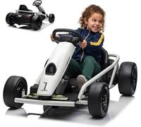 Aptliton Drift Kart - Kart eléctrico para niños, 24 V, alto rendimiento, 70 kg, batería de 2 x 12 V 9 Ah, cargador FuYuan, estructura de plástico y metal reforzado, cochecito eléctrico para niños de 8