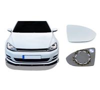 Apto para Golf 7 espejo retrovisor lateral del copiloto con placa de soporte derecha, espejo convexo, transparente climatizado