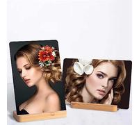 AptoFun Foto sobre aluminio con base de bambú, regalos de fotos personalizados con tus propias fotos y textos en placa de aluminio, regalos fotográficos (178 x 127 mm)