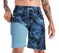 APTRO Bañador Hombre Corto Ropa Hombre Secado Rápido Natacion Surferos con Forrado Hawaianos Vacaciones Tallas Grandes Palma Amarillo Marino MK282 M