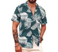 APTRO Camisa Hawaiana Hombre Camisas Hombre Manga Corta de Vacaciones Funky de Aloha Verano Playa Casual Camiseta S-5XL Hojas Verdes Oscuras M217 S