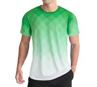 APTRO Camiseta Deportiva para Hombre con Diseño Degradado, Manga Corta, Tejido Elástico y Transpirable para Deportes Verde M