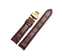 ApuaVireo&Co Correa de reloj de repuesto de cuero genuino for hombre, cierre plegable, de 16 a 24 mm, for reloj de cuarzo analógico.(Brown gold,24mm)